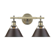  3306-BA2 AB-RBZ - Orwell 2-Light Vanity Light in Aged Brass with Rubbed Bronze